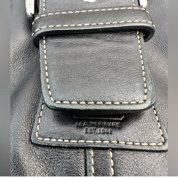 Coach Vintage Leather Hampton Soho Handbag Black with White Stitching - Picture 7 of 12